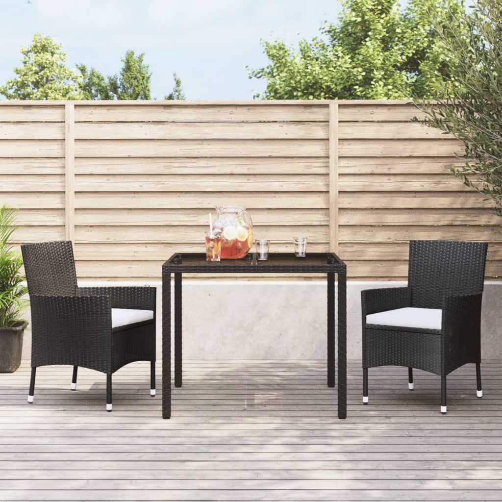 -Delige Tuinset Poly Rattan Zwart