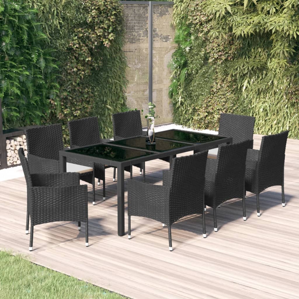 -Delige Tuinset Poly Rattan Zwart