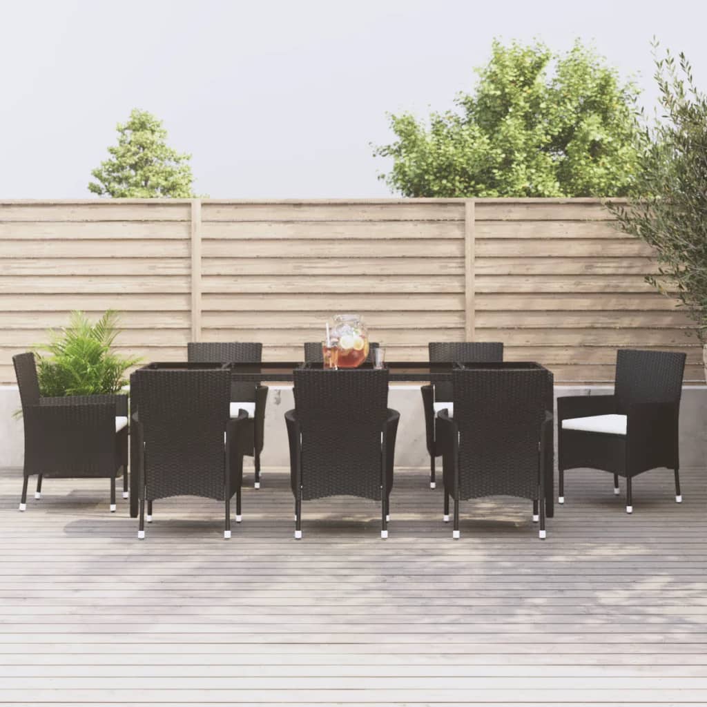 -Delige Tuinset Poly Rattan Zwart