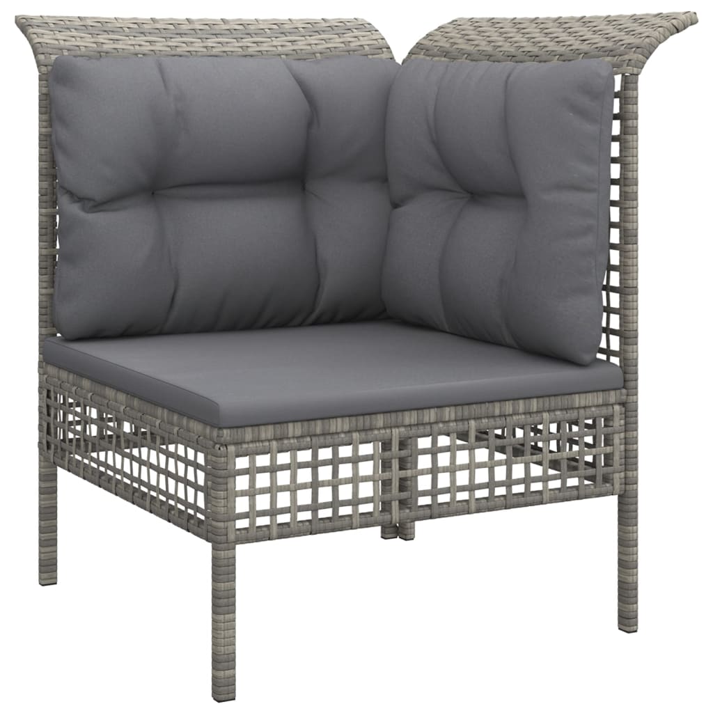 -Delige Loungeset Met Kussens Poly Rattan Grijs