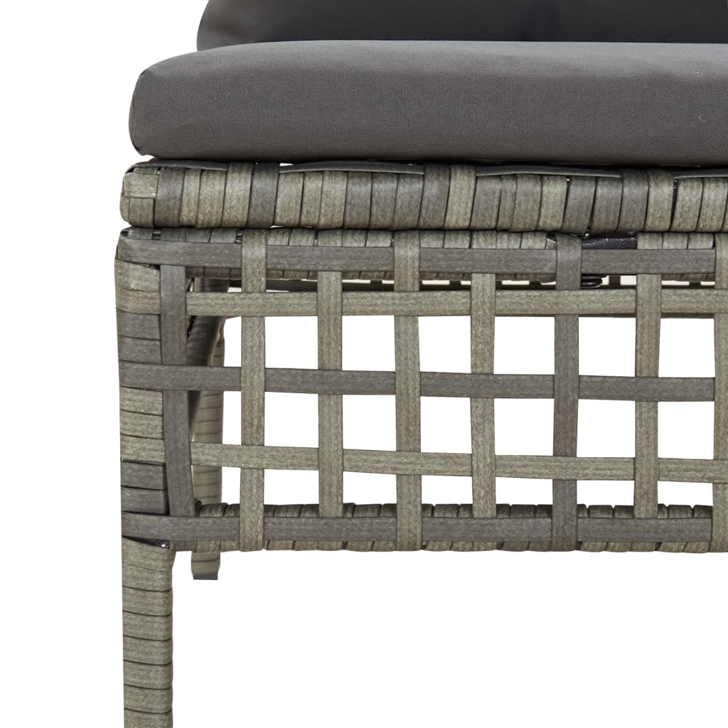 -Delige Loungeset Met Kussens Poly Rattan Grijs