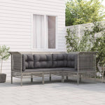 6-Delige Loungeset Met Kussens Poly Rattan Grijs