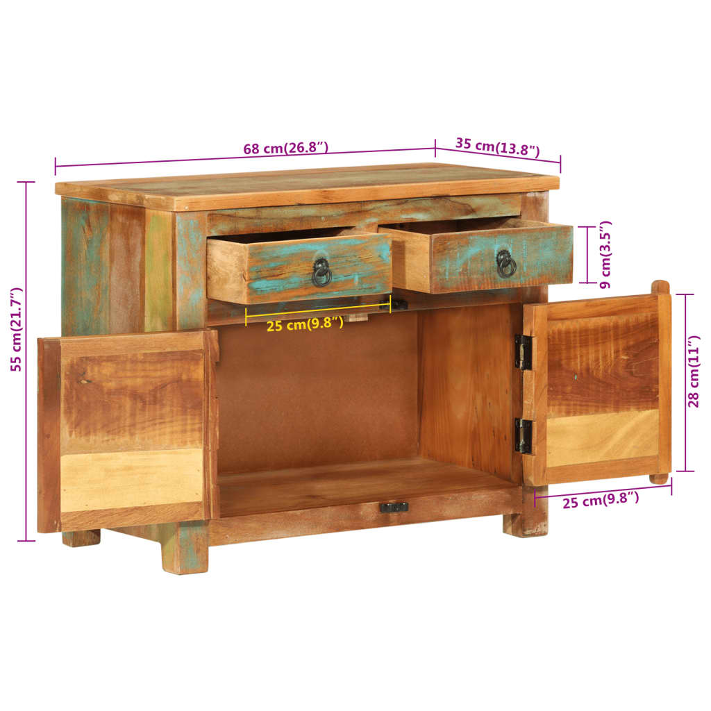 Dressoir 68X35X55 Cm Massief Gerecycled Hout