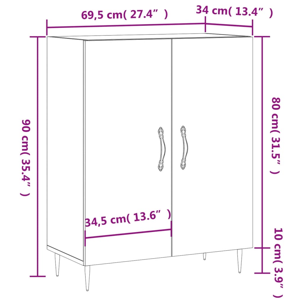 Dressoir 69,5X34X90 Cm Bewerkt Hout