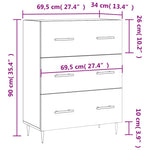 Dressoir 69,5X34X90 Cm Bewerkt Hout Eikenkleurig