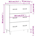 Dressoir 69,5X34X90 Cm Bewerkt Hout Kleurig