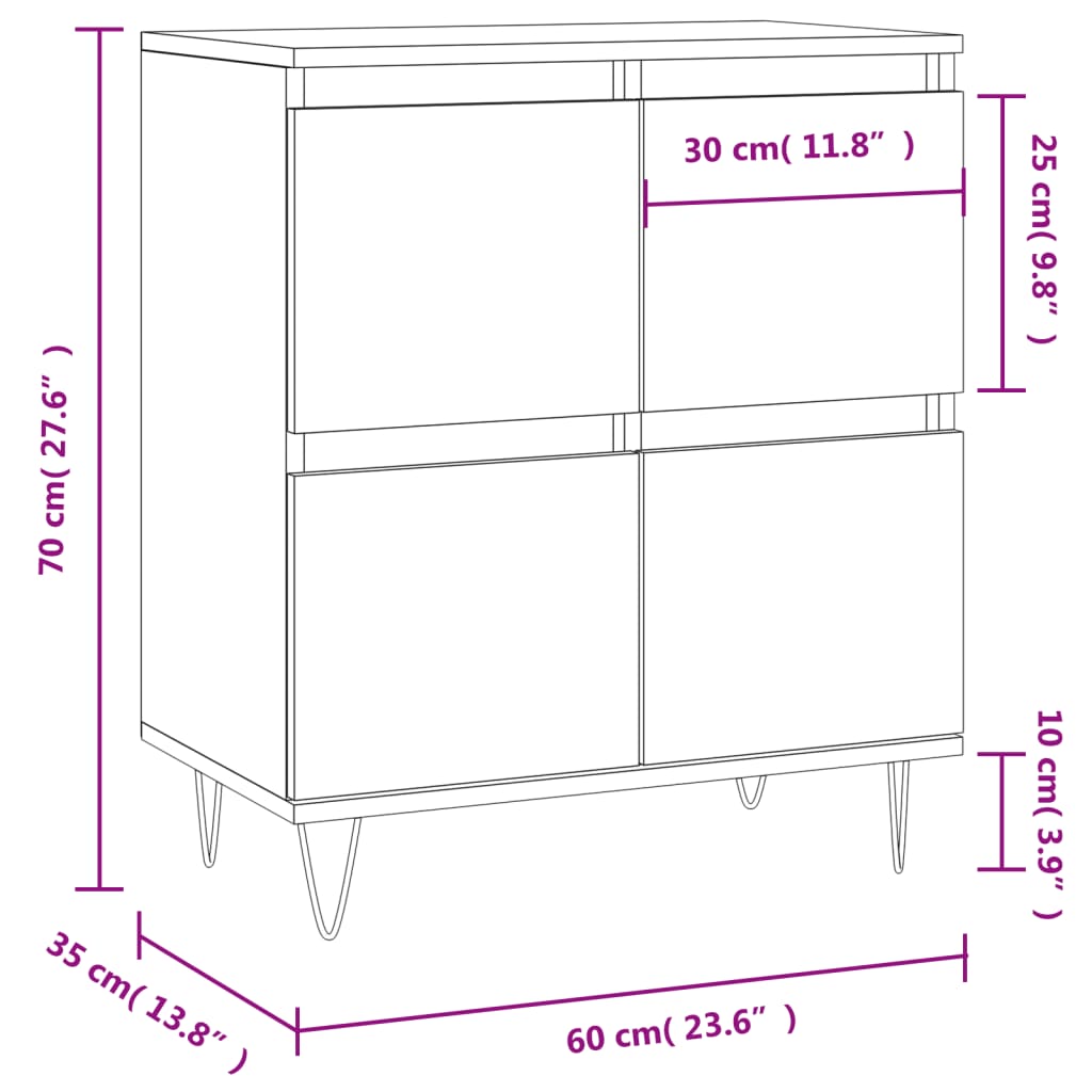 Dressoir 60X35X70 Cm Bewerkt Hout