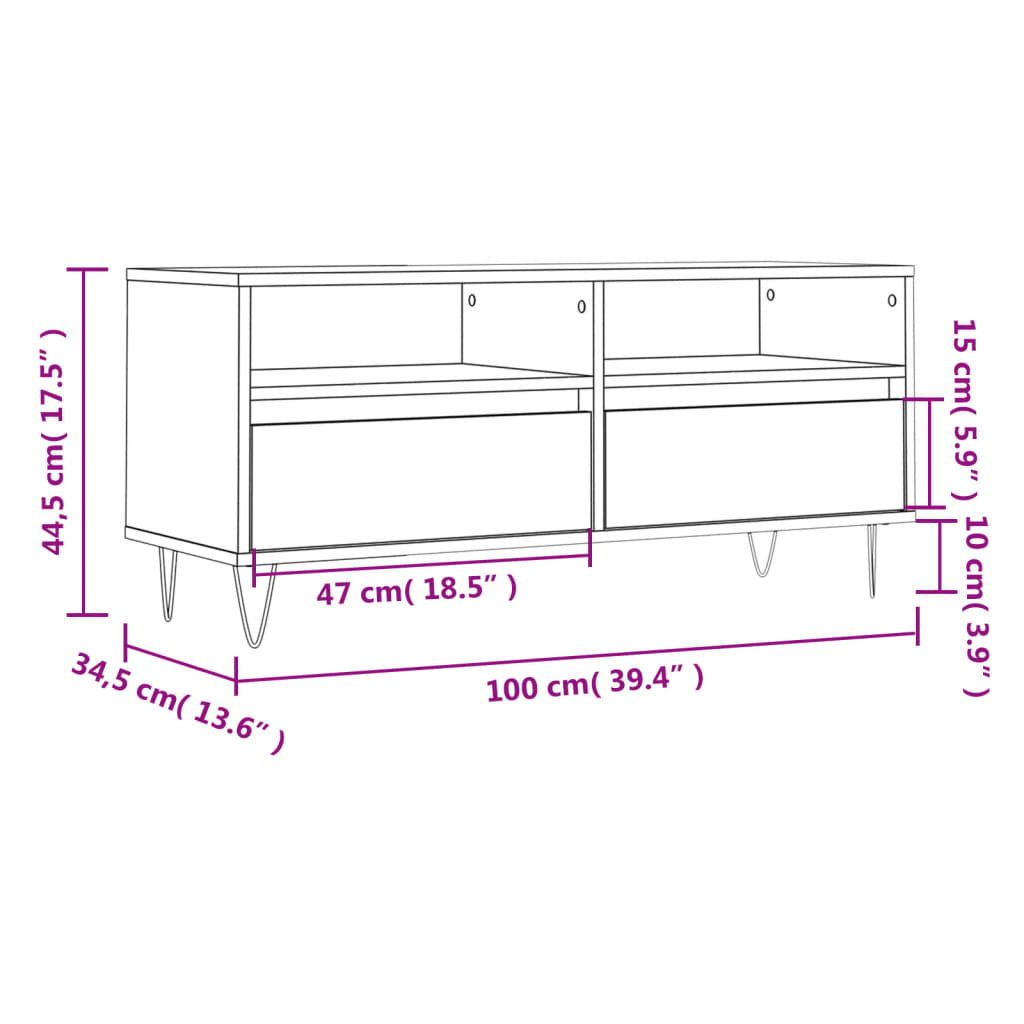 Tv-Meubel 100X34,5X44,5 Cm Bewerkt Hout