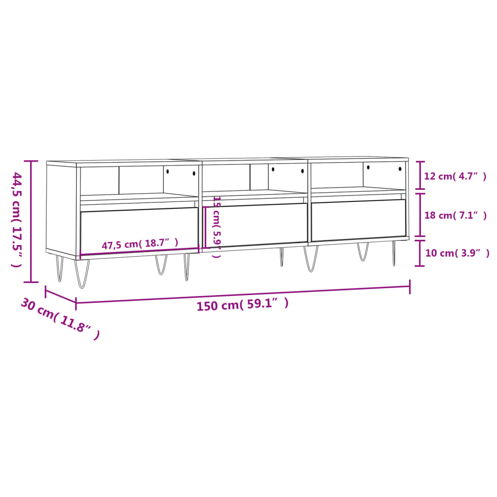 Tv-Meubel 150X30X44,5 Cm Bewerkt Hout