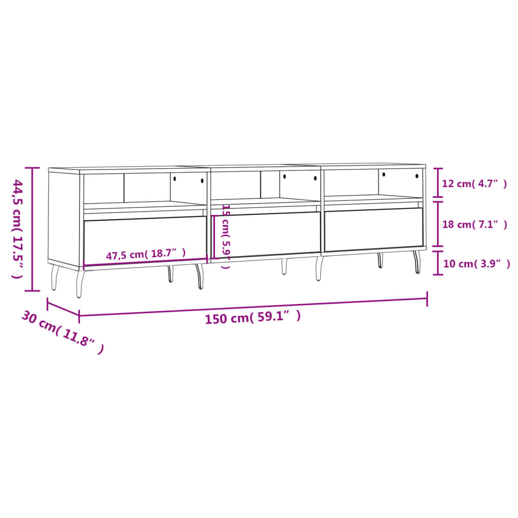 Tv-Meubel 150X30X44,5 Cm Bewerkt Hout