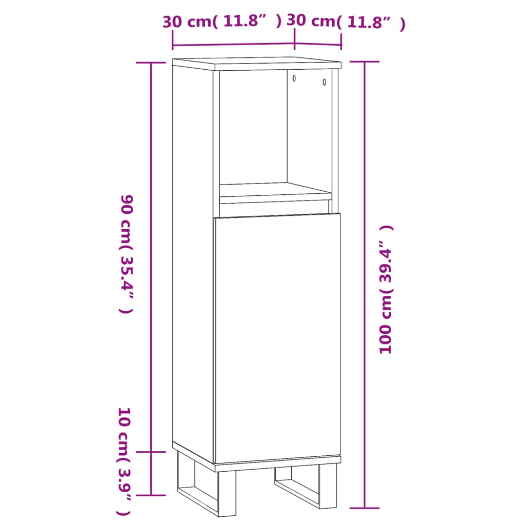 Badkamerkast 30X30X100 Cm Bewerkt Hout Sonoma Eikenkleurig