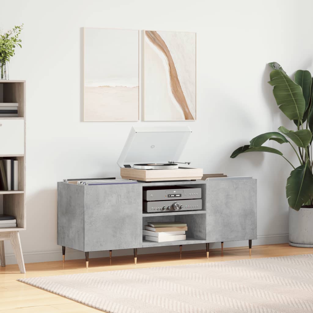 Platenkast 121X38X48 Cm Bewerkt Hout Eikenkleurig