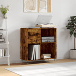 Platenkast 84,5X38X89 Cm Bewerkt Hout Eikenkleurig