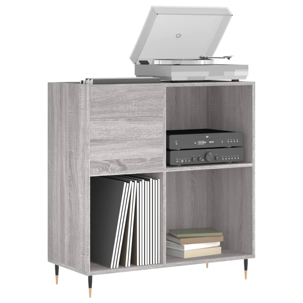 Platenkast 84,5X38X89 Cm Bewerkt Hout Eikenkleurig