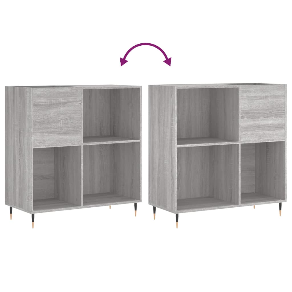 Platenkast 84,5X38X89 Cm Bewerkt Hout Eikenkleurig