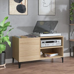 Platenkast 84,5X38X48 Cm Bewerkt Hout Eikenkleurig