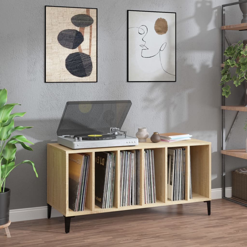 Platenkast 100X38X48 Cm Bewerkt Hout Eikenkleurig