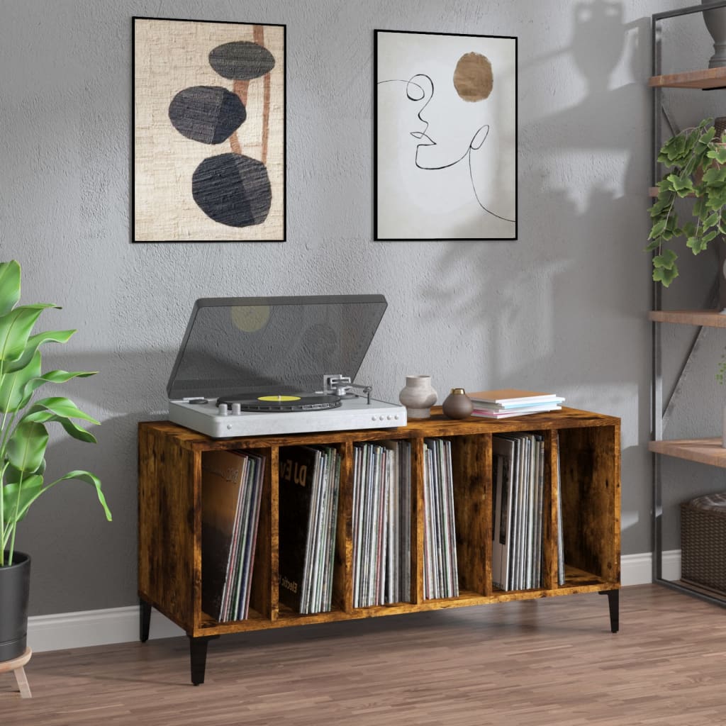 Platenkast 100X38X48 Cm Bewerkt Hout Eikenkleurig