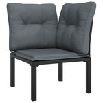 3-Delige Loungeset Met Kussens Poly Rattan Zwart En Grijs