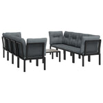 9-Delige Loungeset Poly Rattan Zwart En Grijs