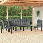 6-Delige Loungeset Poly Rattan Zwart En Grijs