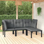 6-Delige Loungeset Poly Rattan Zwart En Grijs