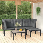 6-Delige Loungeset Poly Rattan Zwart En Grijs