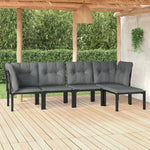 6-Delige Loungeset Poly Rattan Zwart En Grijs