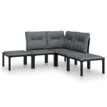 -Delige Loungeset Poly Rattan Zwart En Grijs