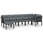 7-Delige Loungeset Poly Rattan Zwart En Grijs