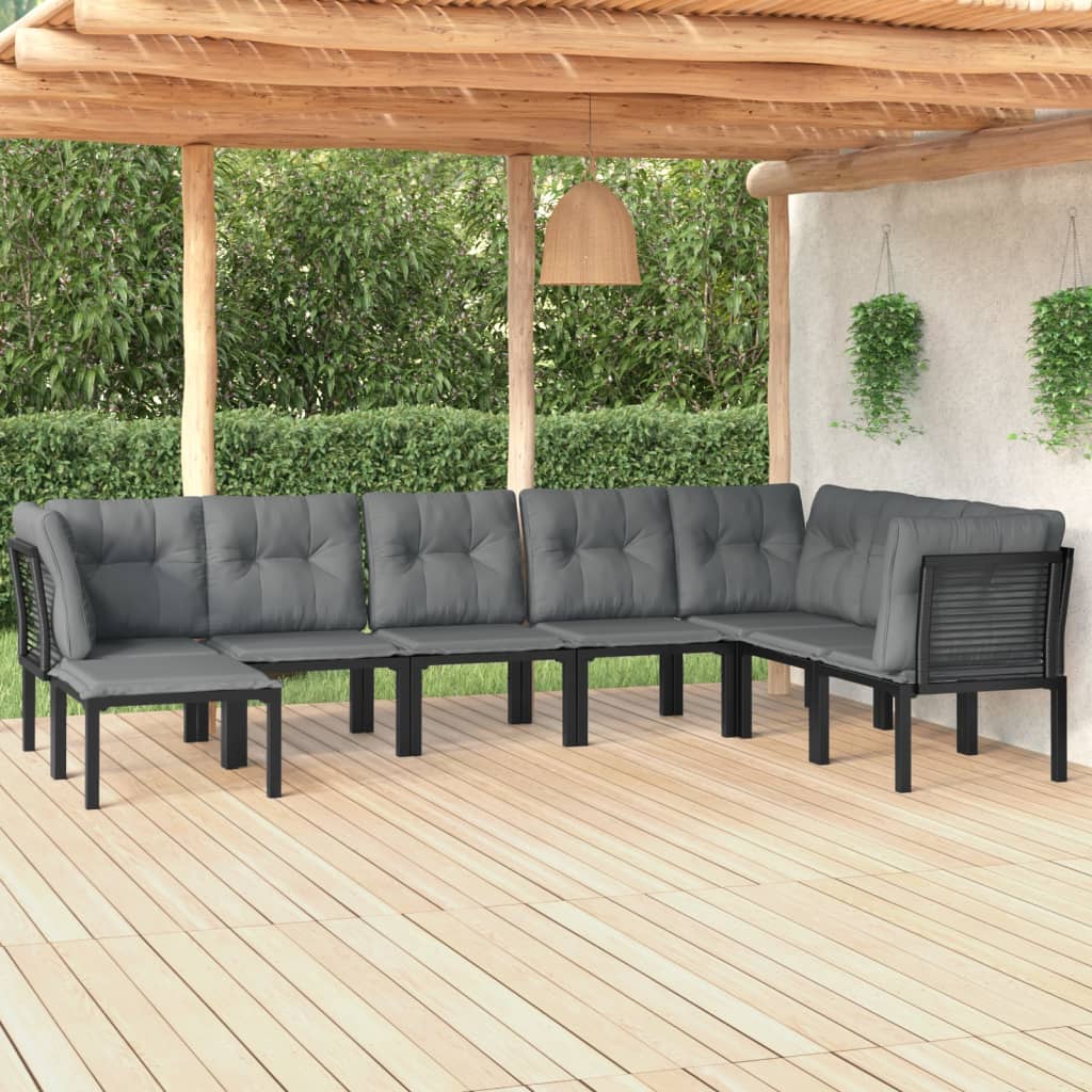 -Delige Loungeset Poly Rattan Zwart En Grijs