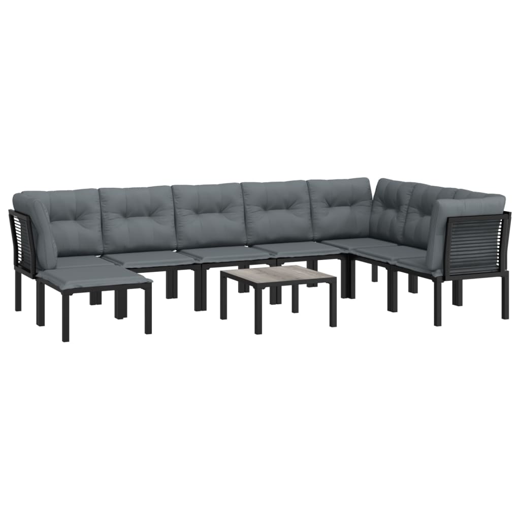 -Delige Loungeset Poly Rattan Zwart En Grijs