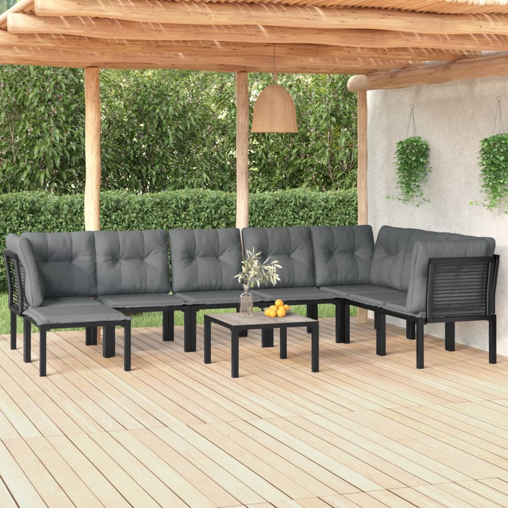 -Delige Loungeset Poly Rattan Zwart En Grijs