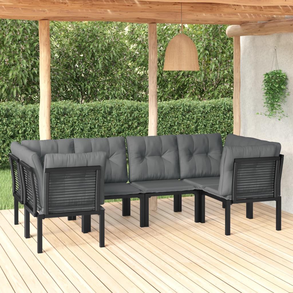 -Delige Loungeset Poly Rattan Zwart En Grijs