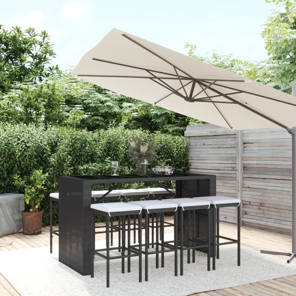 -Delige Tuinbarset Met Kussens Poly Rattan