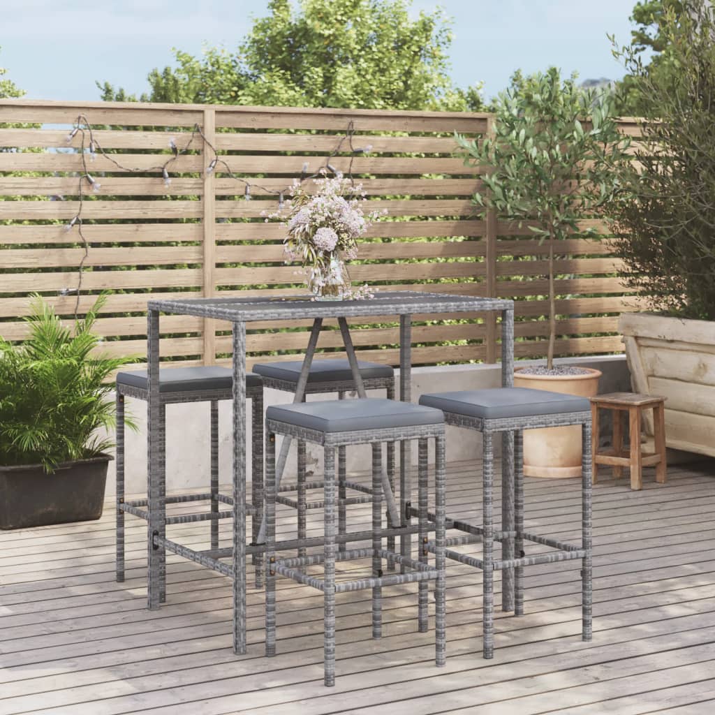 -Delige Tuinbarset Met Kussens Poly Rattan