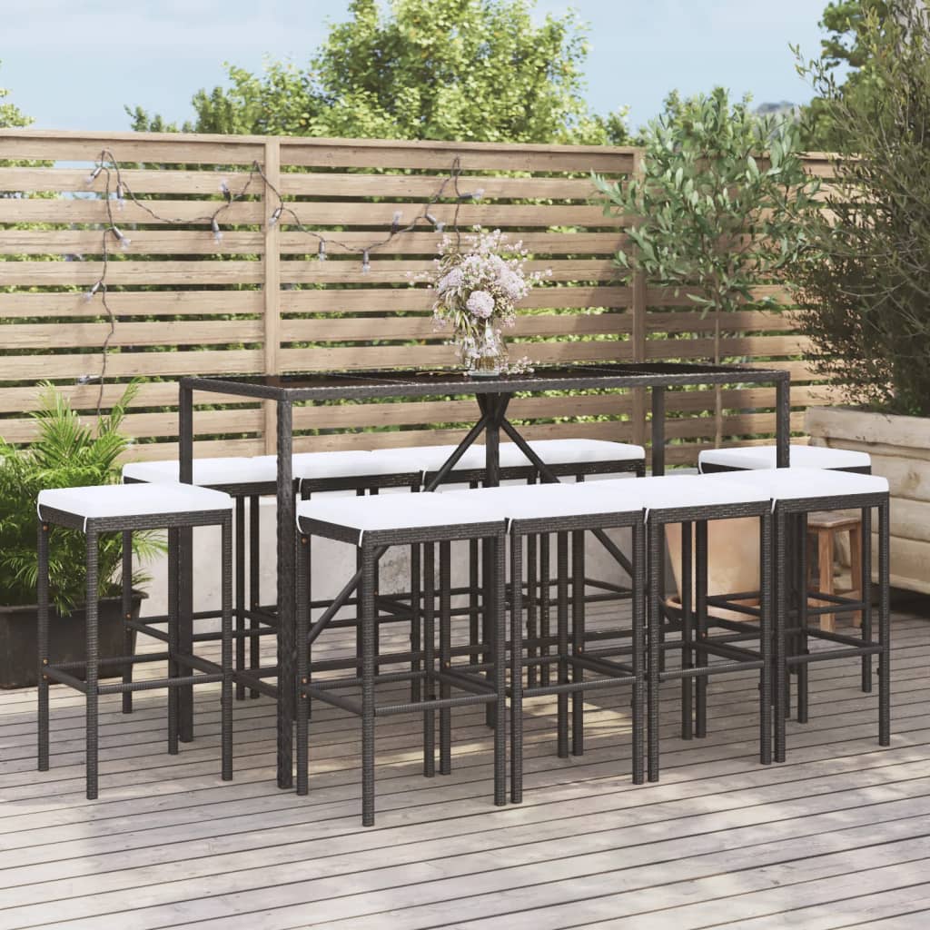 -Delige Tuinbarset Met Kussens Poly Rattan