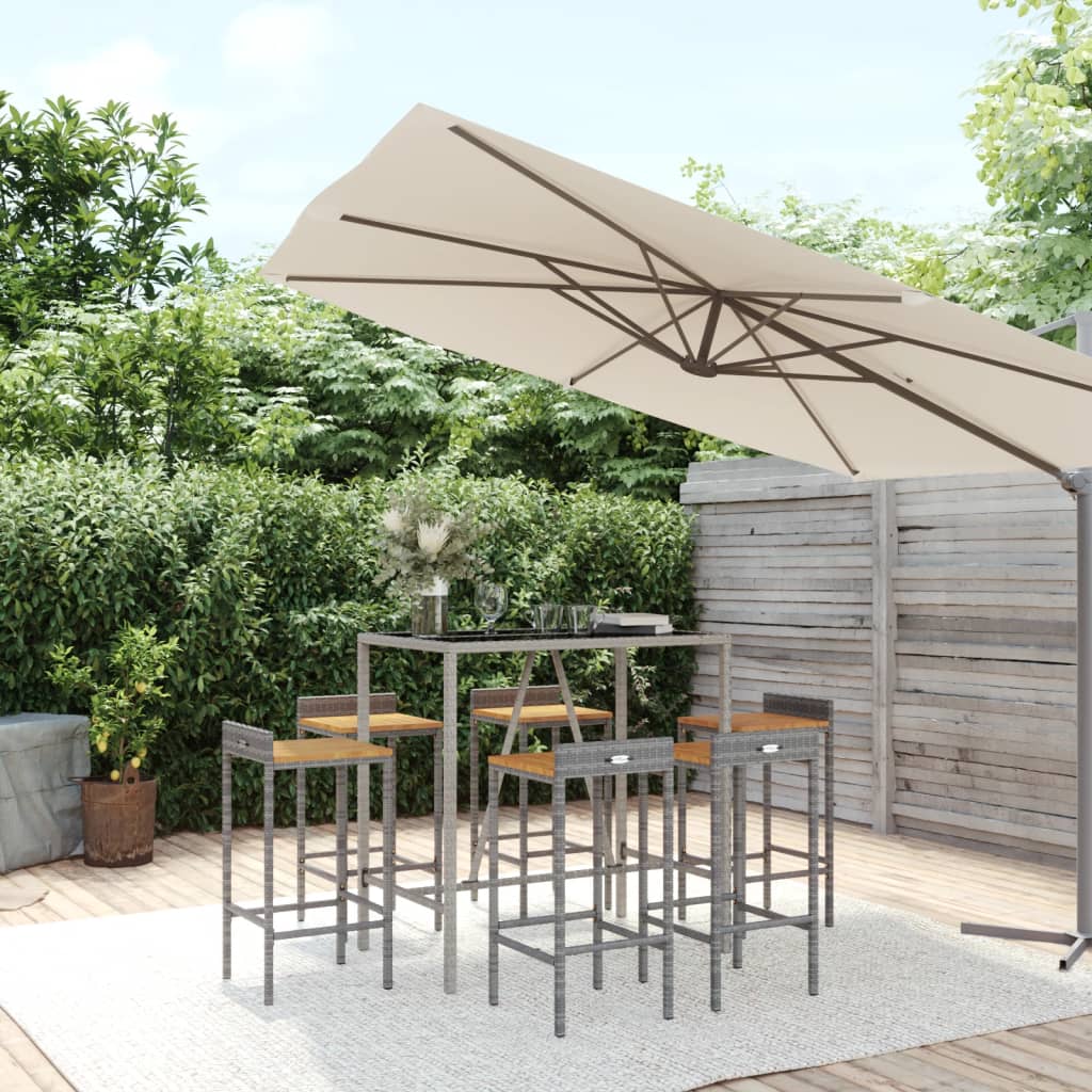 -Delige Tuinbarset Poly Rattan En Massief Acaciahout