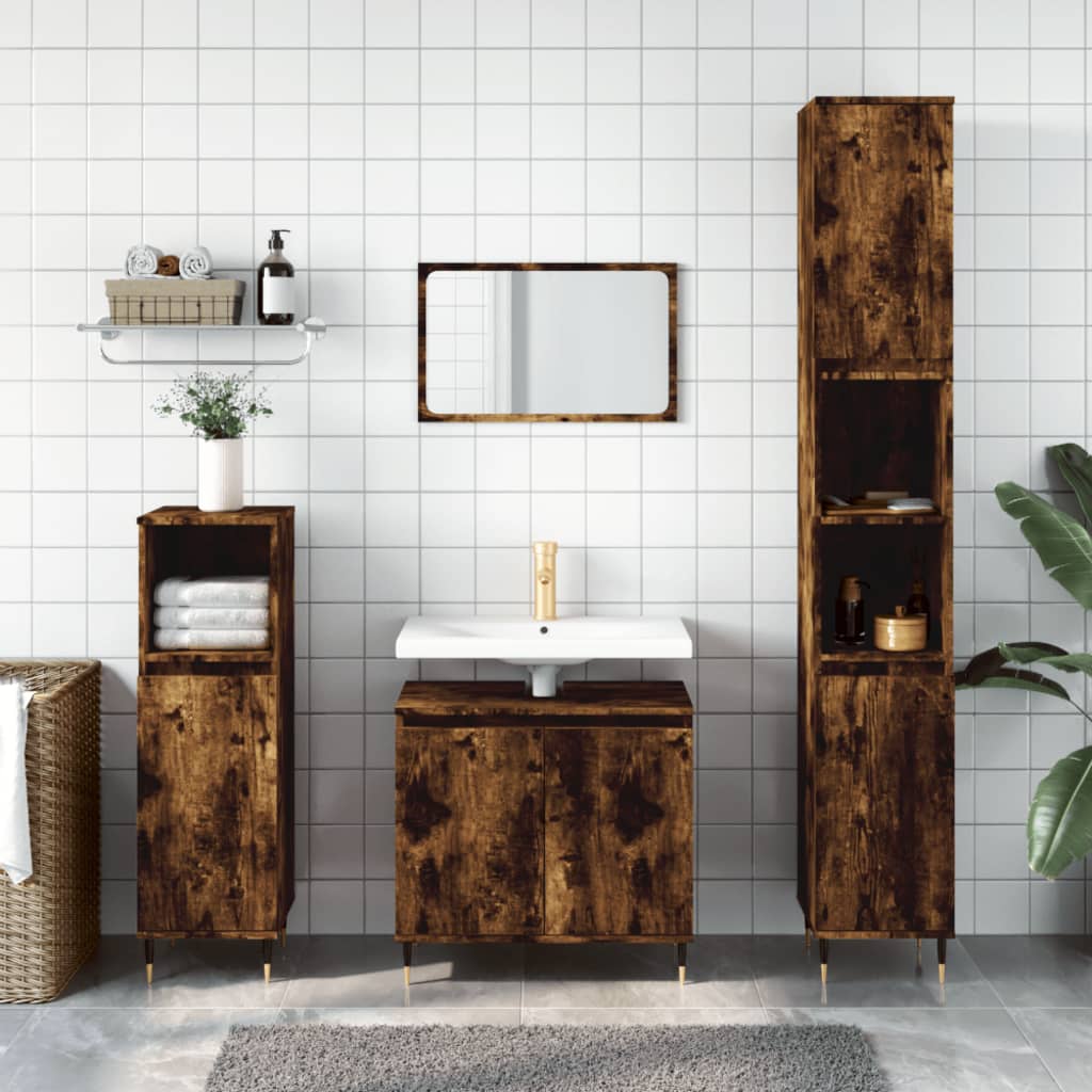 Badkamermeubelset Bewerkt Hout Eikenkleur