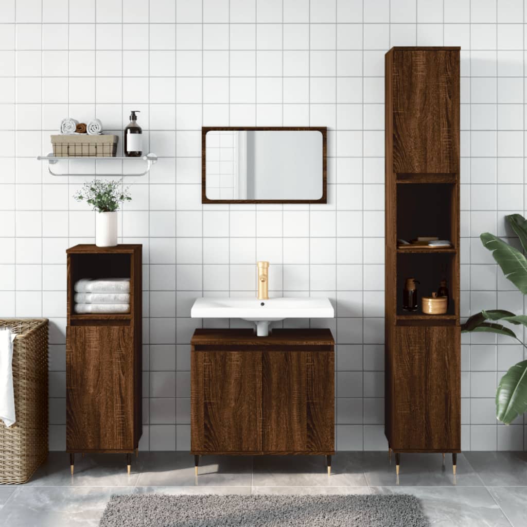 Badkamermeubelset Bewerkt Hout Eikenkleur