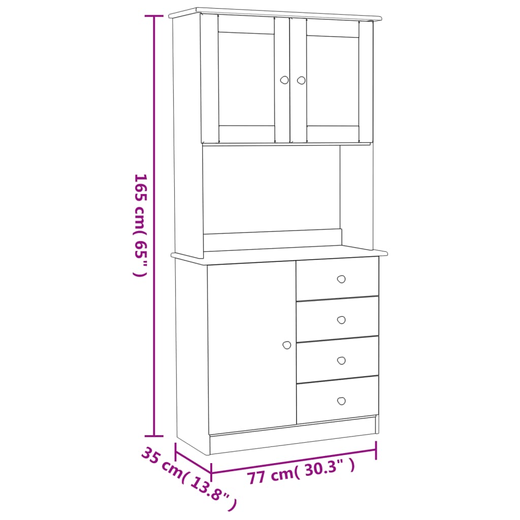 Hoge Kast Alta 77X35X165 Cm Massief Grenenhout