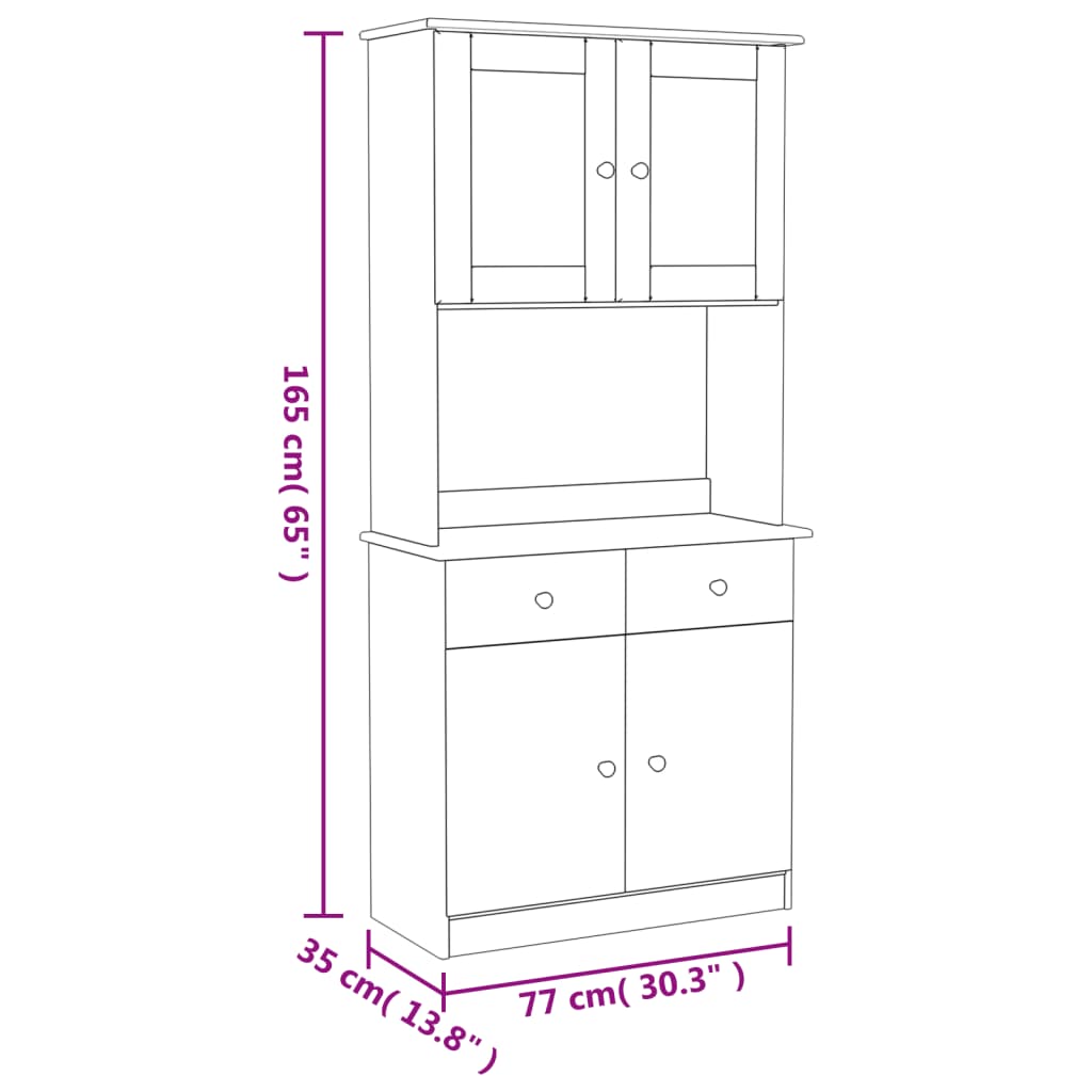 Hoge Kast Alta 77X35X165 Cm Massief Grenenhout