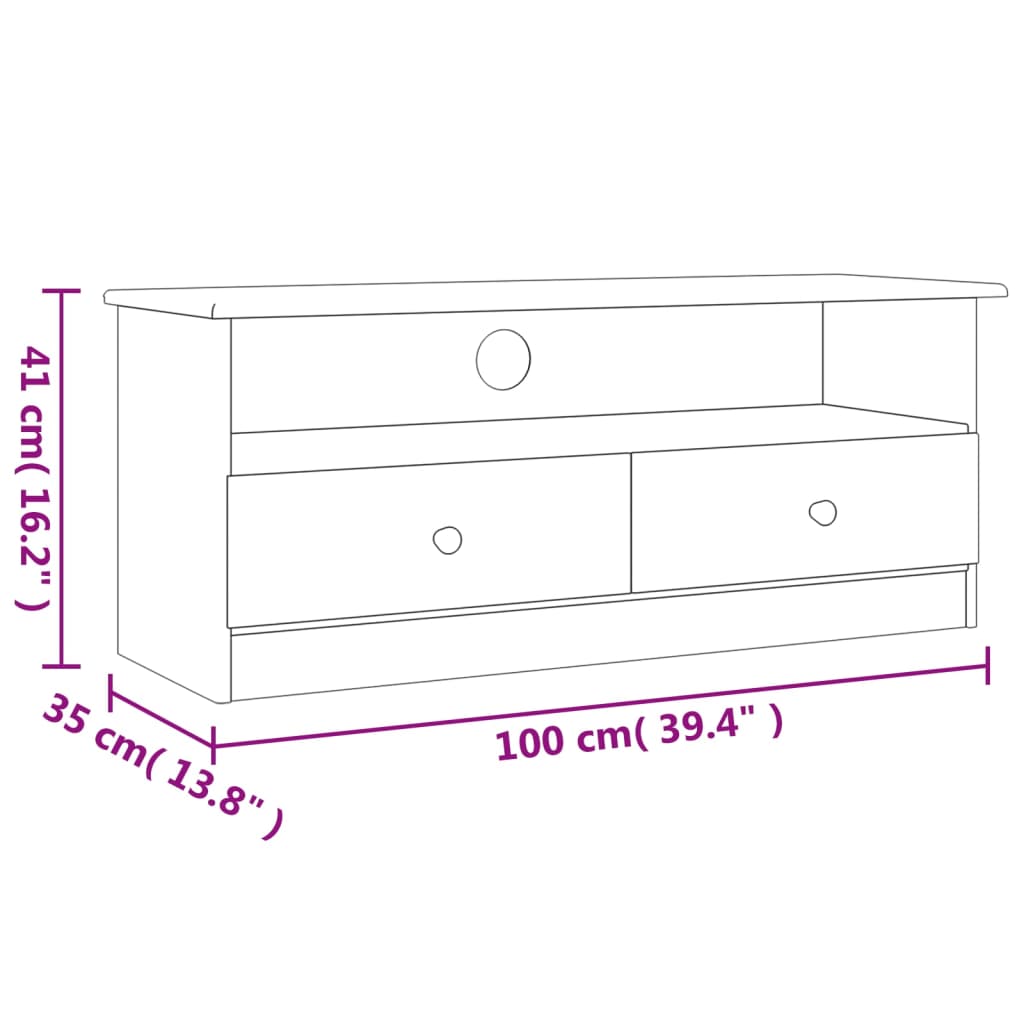 Tv-Meubel Met Lades Alta 00X35X4 Cm Massief Grenenhout