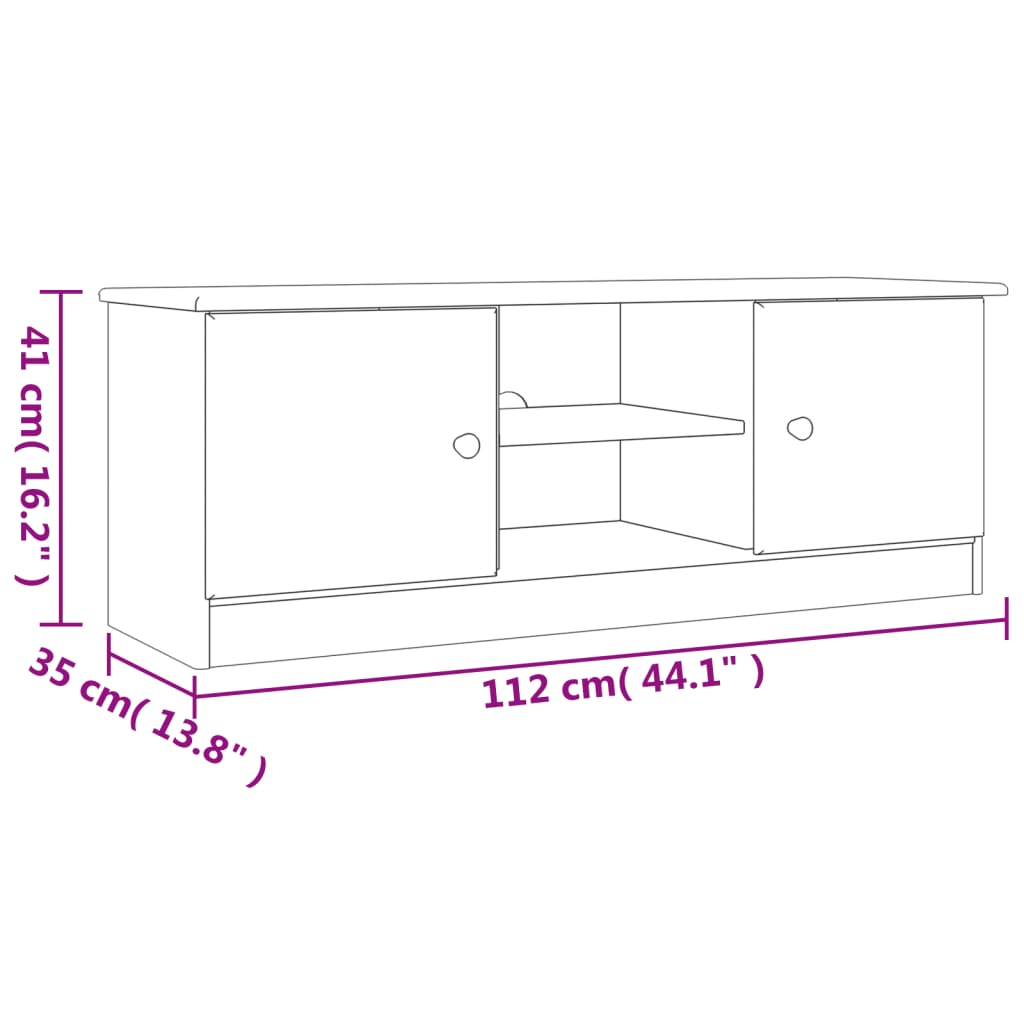 Tv-Meubel Alta 2X35X4 Cm Massief Grenenhout