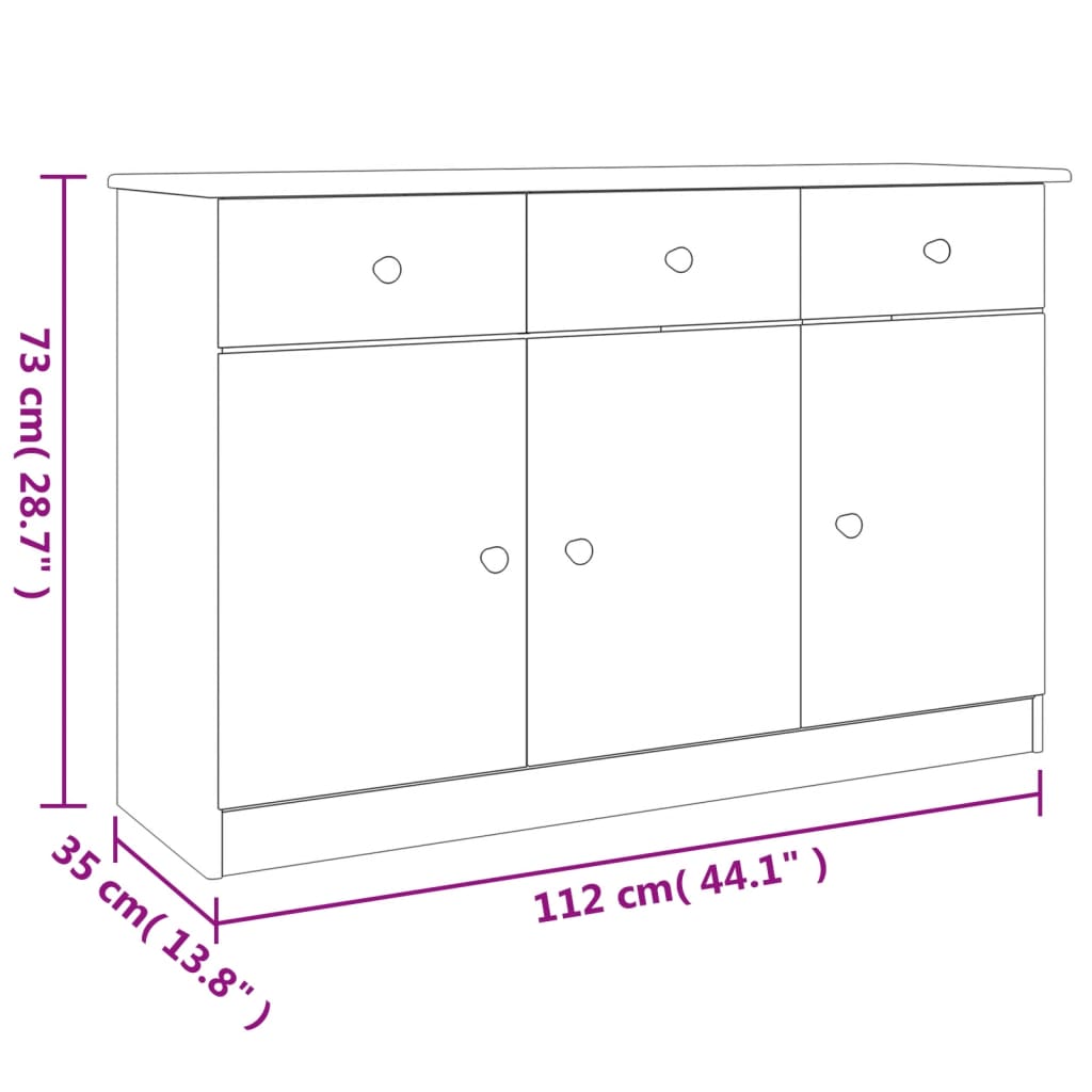 Dressoir Alta 112X35X73 Cm Massief Grenenhout