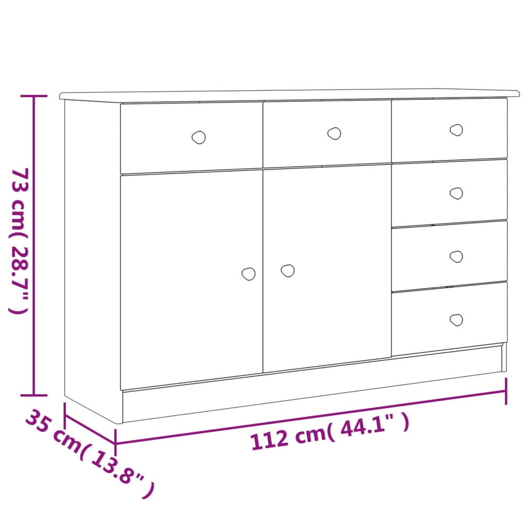 Dressoir Alta 112X35X73 Cm Massief Grenenhout