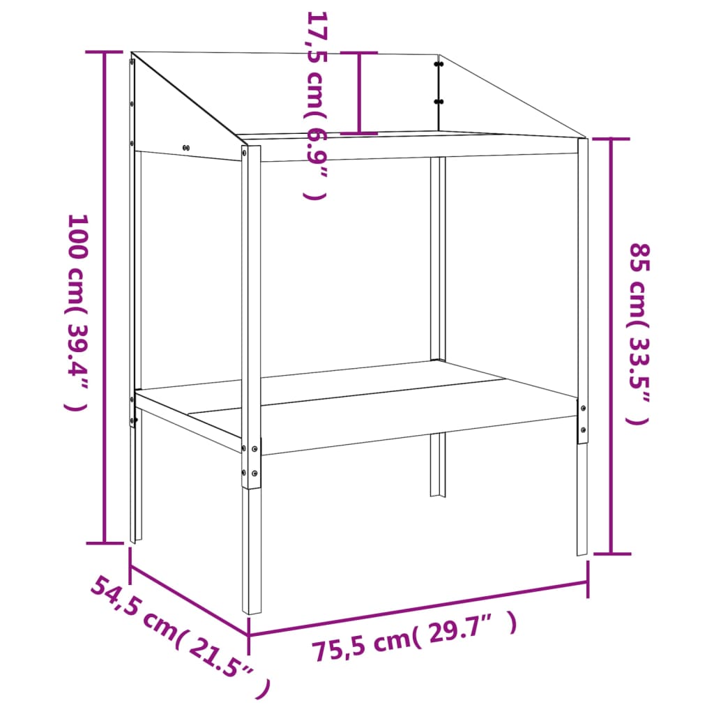 Plantenstandaard 75,5X54,5X00 Cm Verzinkt Staal Antracietkleur