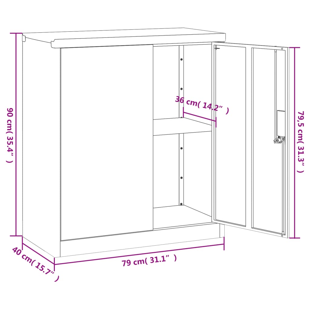 Archiefkast 79X40X90 Cm Staal Kleurig