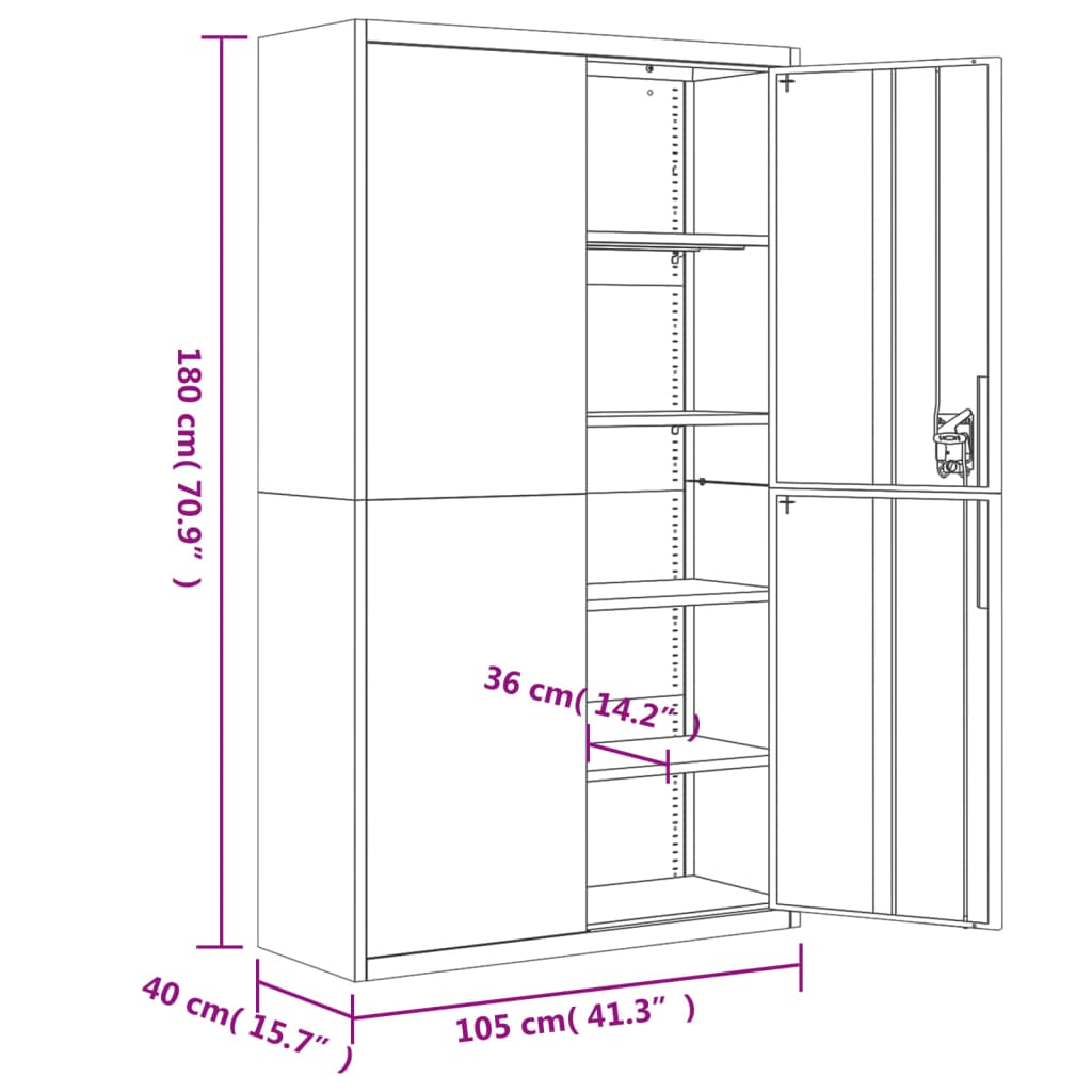 Archiefkast 105X40X180 Cm Staal