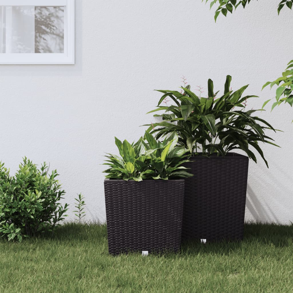 Plantenbak Met Uitneembare Bak Rattan-Look 2/ Pp